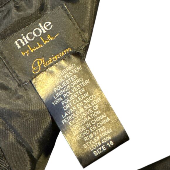 Nicole Miller Platinum Black Halter Evening Gown Size 16 Rhinestone Waist - Picture 8 of 16